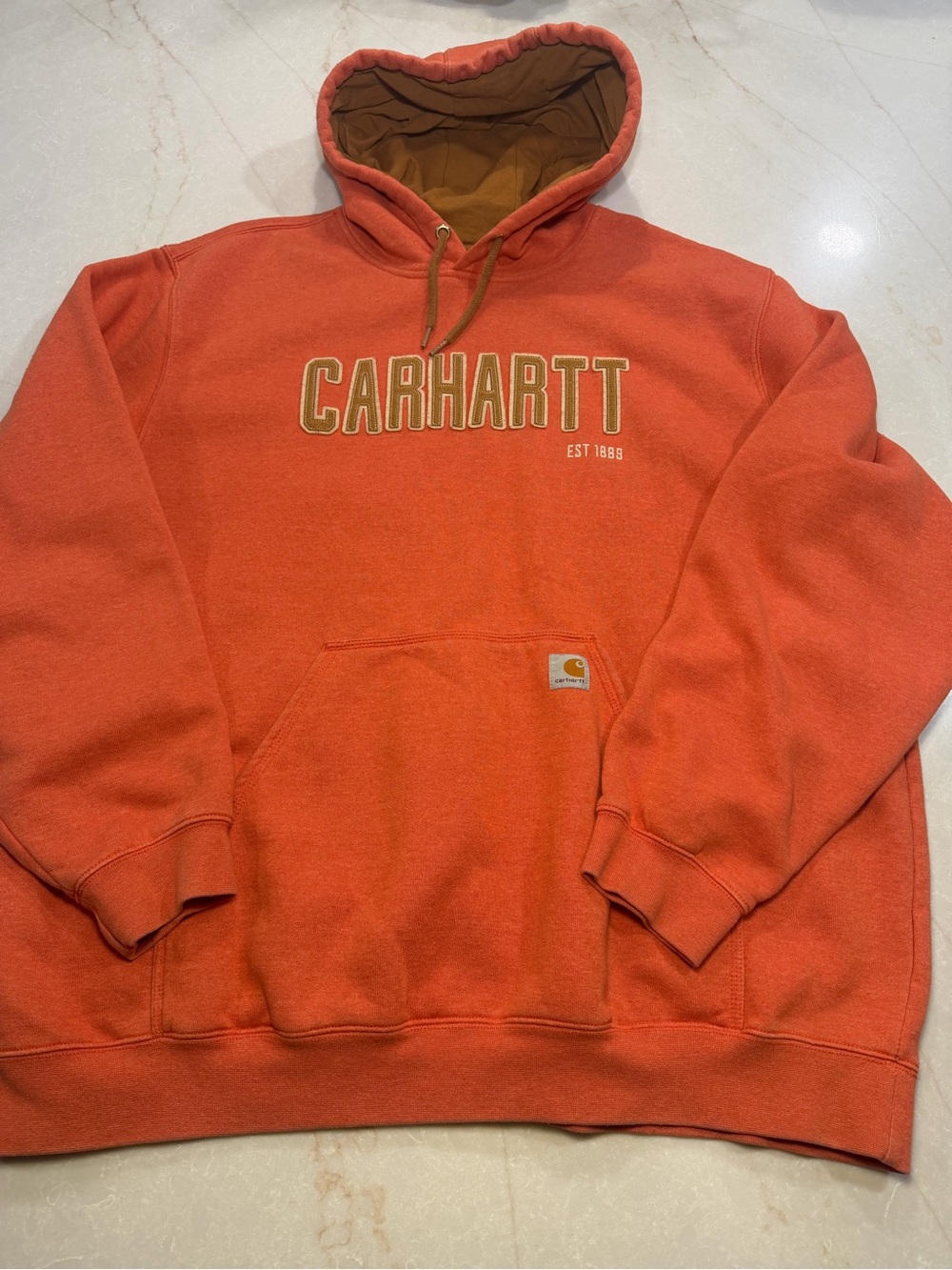 Carhartt Mens Loose Fit Embroidered Hoodie Orange Size 2XL